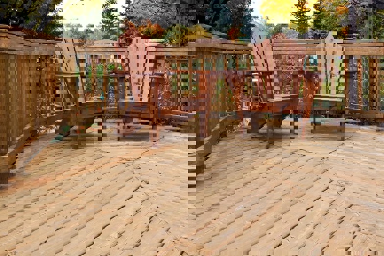 2 chairs on a wood patio