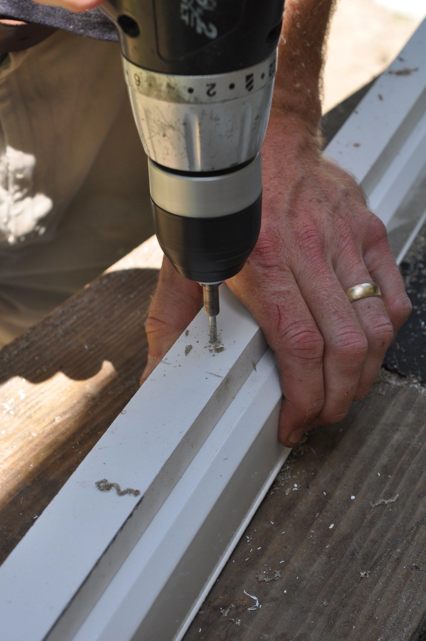 Drilling with the jig.