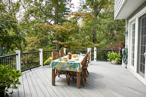 Image of a dining table on a deck
