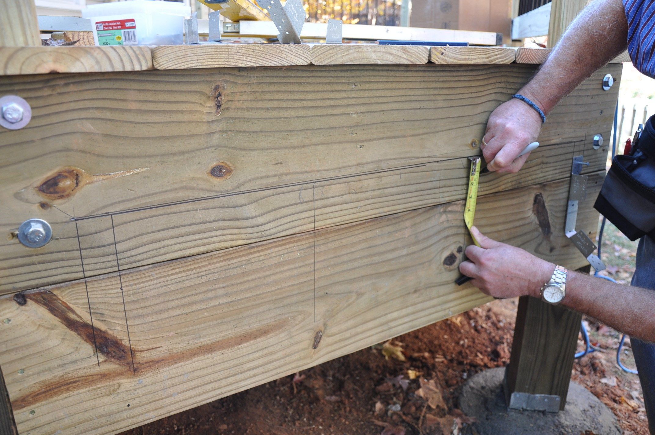 Mark the locations for the stringers.