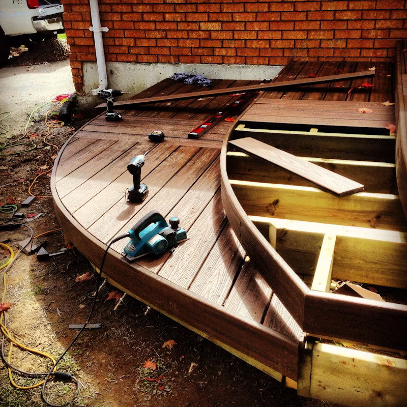 Rounded Deck Stairs Under Construction