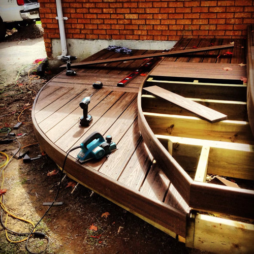 Rounded Deck Stairs Under Construction