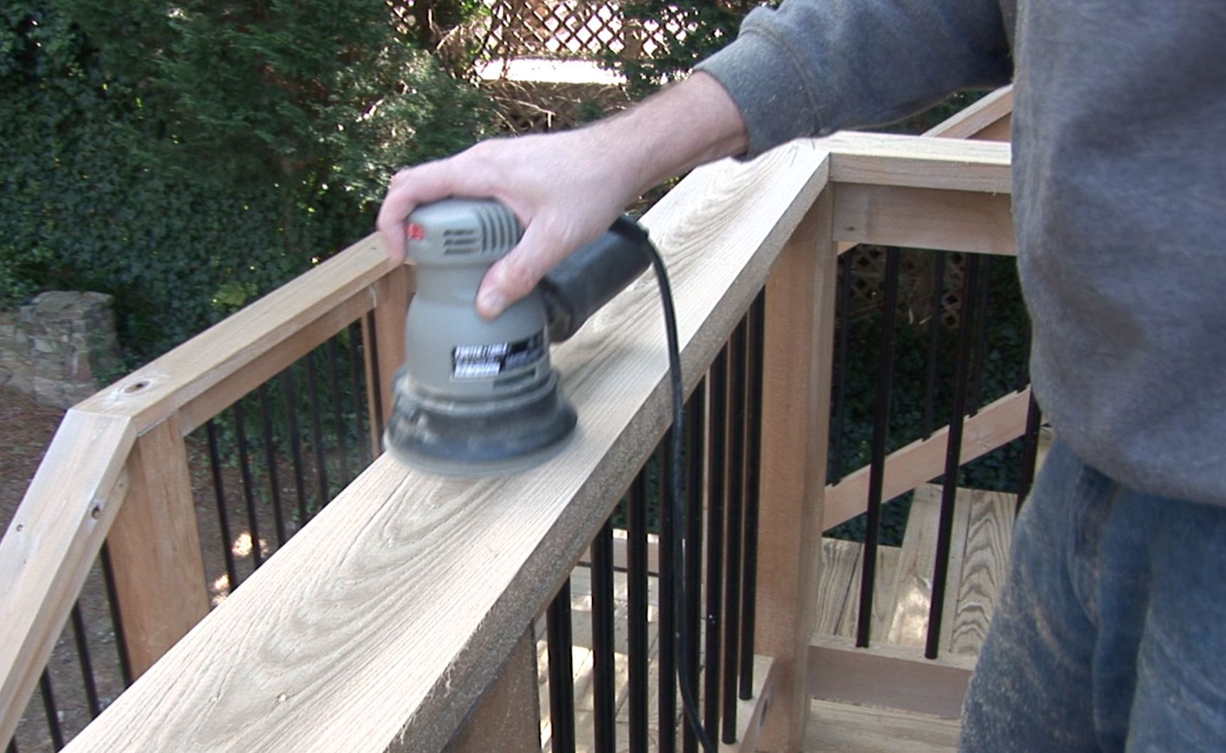 sanding a deck