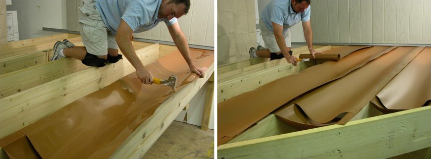 Staple and roll out more trough