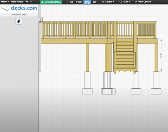 Image Deck Designer Tool Showing Side View Of Custom Deck Plan 2X