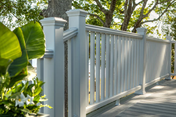 White Deck Railing With Plant In The Foreground