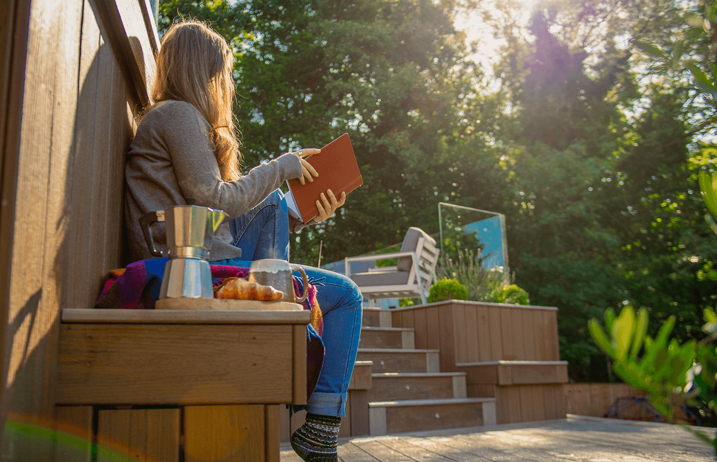 Image Person Reading On Multi Color Composite Deck 2X