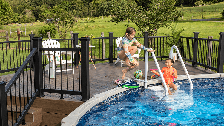 Image Cost Category Children Jumping Off Composite Deck Into Above Ground Pool 2X