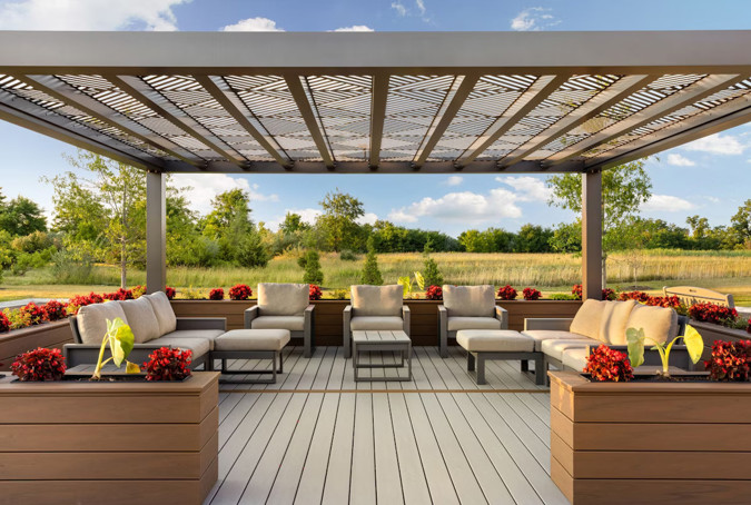Covered Deck With Meadow View