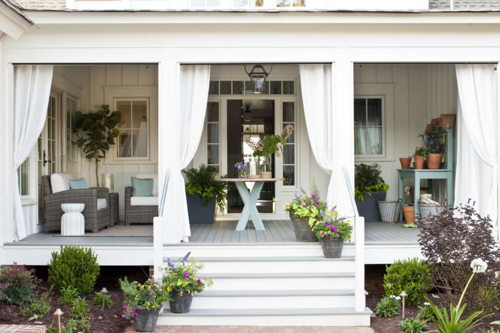 Covered Porch With Curtains