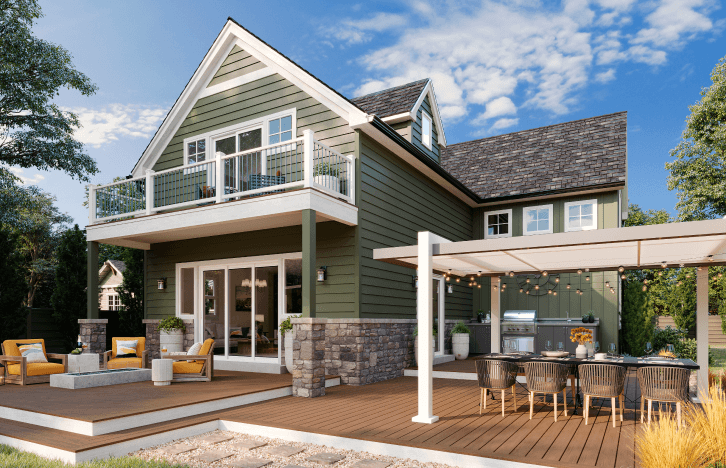 Image Well Designed Composite Deck In Suburban Backyard