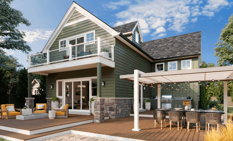 Image Well Designed Composite Deck In Suburban Backyard