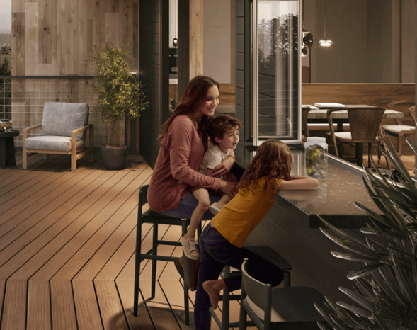 Image Family Sitting On Deck Watching Fire Flies