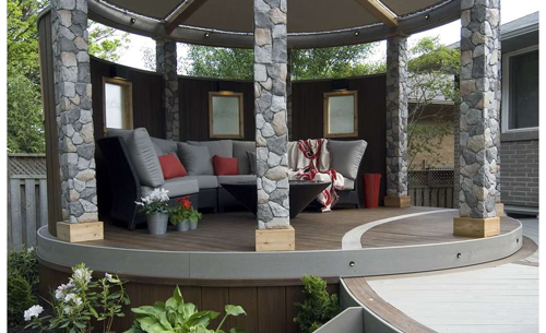 Round Gazebo With Stone Accents