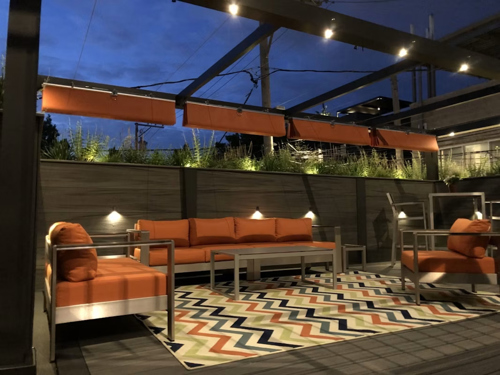 Image of weatherproof rug on a patio