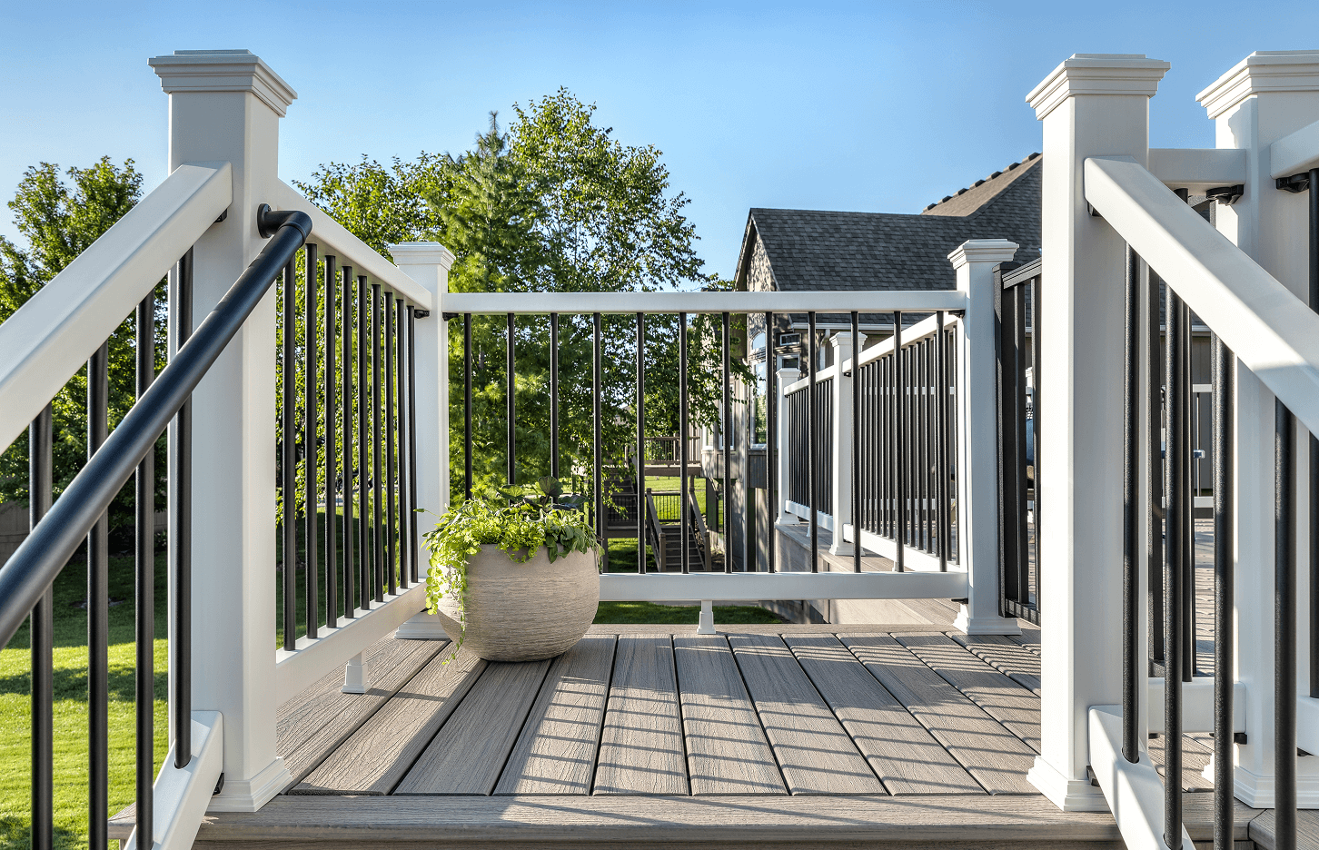 Image White And Black Composite Deck Railing 2X