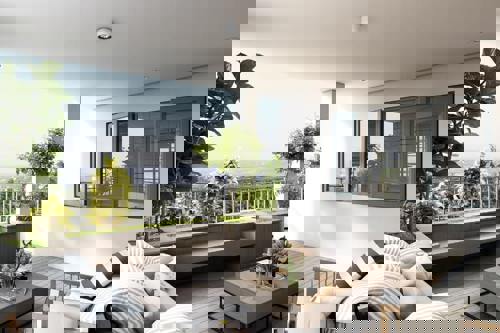 Patio With Strategically Placed Plants For Alternative Balcony Privacy Options