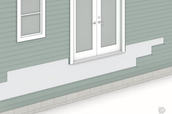 Image Showing Siding Removed In Preperation For Installing The Ledger Board