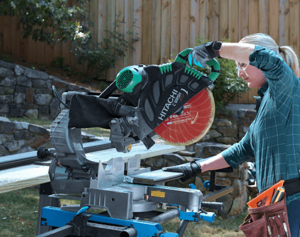Image Person Cutting Composite Board For Deck Build Copy