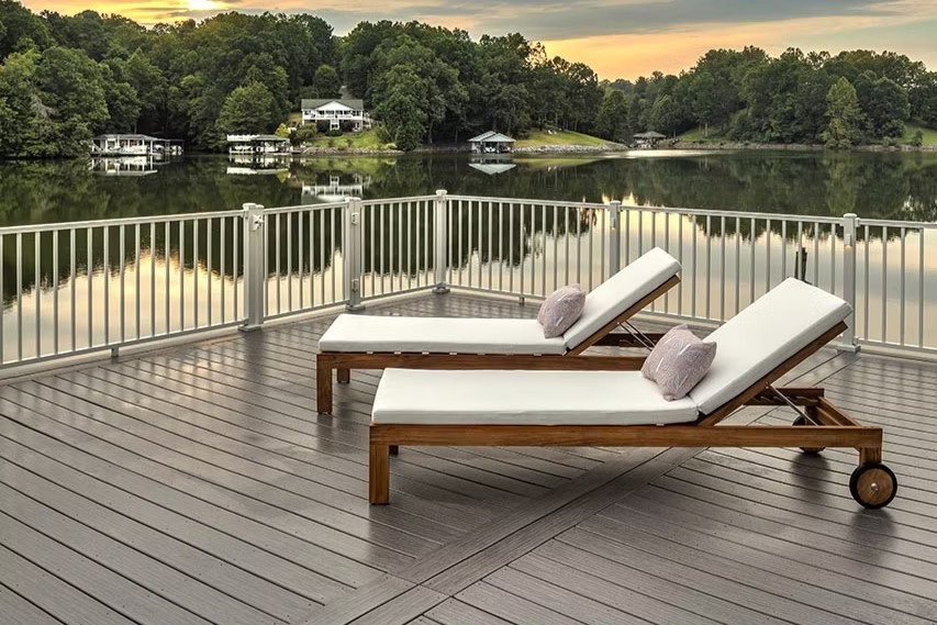 Lakeside Deck With Lounge Chairs